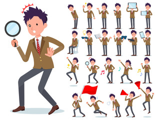 flat type school boy Brown Blazer_Action