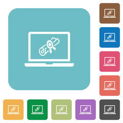 Webinar on laptop rounded square flat icons