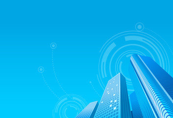 vector illustration of business centers, buildings in realistic style