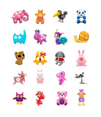 vector set of isolated сute friendly toys of different animals