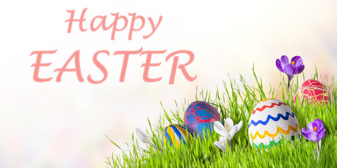 Easter Card with Eggs and Flowers