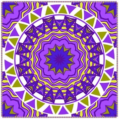 Decorative Colorful Floral Ornament With Decorative Border. Ethnic Decoration. For Fashion Print, Bandanna, Tablecloth, Neck Scarf. Vector illustration