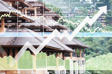Stock financial index show  successful investment on travel business and tourist industry on...