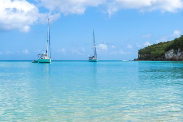 Obraz premium Yachts moored in Marie Galante