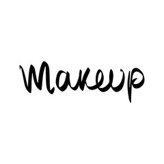 Makeup fashion logo. Lettering illustration. Calligraphy phrase