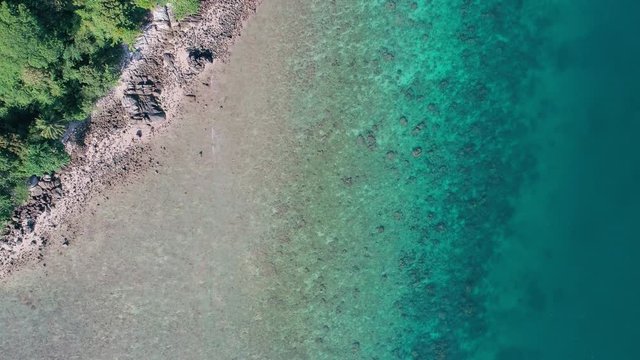 Aerial view drone shot of tropical sea in phuket thailand
