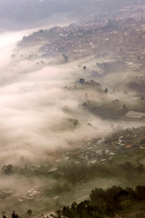 Foggy landscape located in Bandung, Indonesia