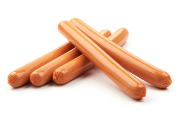 Hot dog Sausages, close-up, isolated on a white background