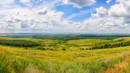 View of the Donetsk steppe from the top of the hill