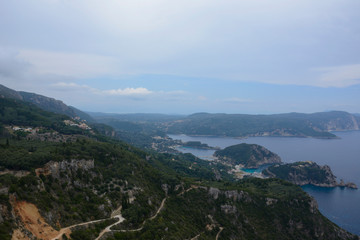 view of Paleokastritsa, Corfu, Ionian Islands, Greece