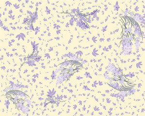 Floral lavender retro vintage background, illustration