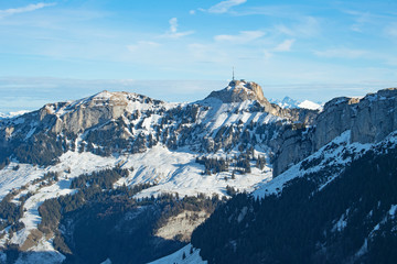 Berg "Hoher Kasten" mit "Kamor", im Winter, Alpsteingebiet, Appenzell, Schweiz