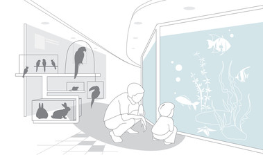 flat vector zoo shop with pets