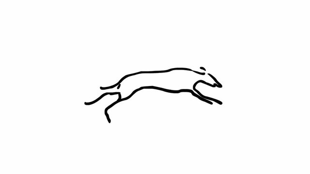 Running greyhound, seamless loop cartoon animation  