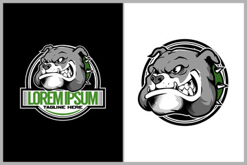amazing animal dog cartoon character buldog head vector badge logo template