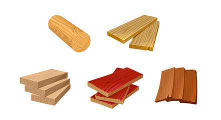 vector set of Board, woods, floor Board, timber, block, Village objects,  