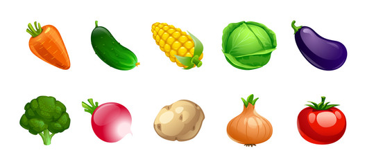 set of cute vector vegetables