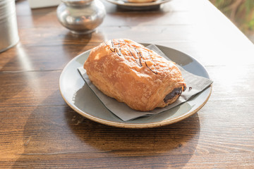 Croissant with chocolate cream