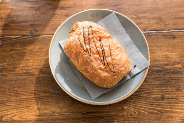 Croissant with chocolate cream
