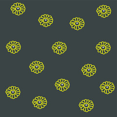 The contour of yellow daisies on a dark background
