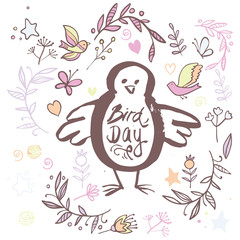 Greeting card of the Bird Day. abstract background