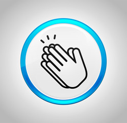 Hands clap icon round blue push button