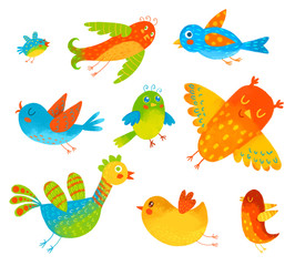 Naklejka premium Funny colorful birdies