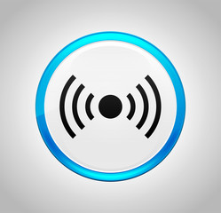 Network signal icon round blue push button