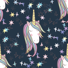 Unicorn Rainbow seamless pattern - girls scrapbook paper. Perfect for wrapping presents, scrapbook pages, cards, party decorations, book/journal cover, product design, apparel, planners, invitations