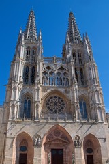 Fototapeta na wymiar Facade of Santa Maria Cathedral in the medieval city of Burgos in Spain