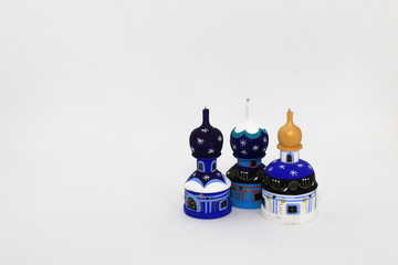 Set of wood painted cupola tower toy, orthodox towers toy, mausoleum toy, souvenir russian style...