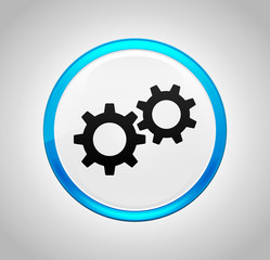 Settings process icon round blue push button