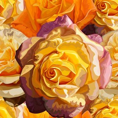 Yellow rose seamless pattern ,vector illustration -vector