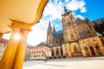 Zelfklevend Fotobehang St. Vitus Cathedral in Prague, travel photo © Arcady