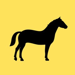 Horse vector icon on yellow background