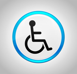 Wheelchair handicap icon round blue push button