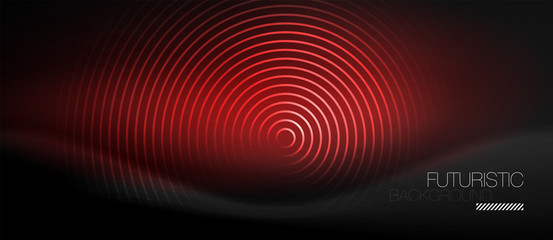 Dark abstract background with glowing neon circles