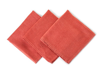 Fabric napkins for table setting on white background