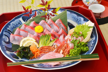 金目鯛の刺身で宴会