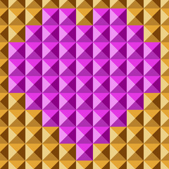 Abstract geometric seamless background created by geometric objects and change color some tiles set to hearts suit