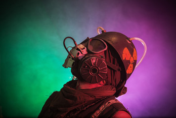 Gas mask punk at post-apocalyptic rave party