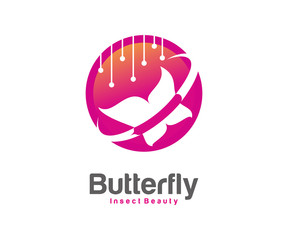 Colorful of Butterfly logo design concept, insect animal logo template