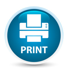 Print (printer icon) special prime blue round button