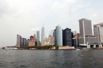 NEW YORK, USA - August 31, 2018: New York City panorama with Manhattan Skyline.