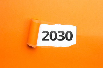 surprising Number / Year 2030 orange background - obrazy, fototapety, plakaty