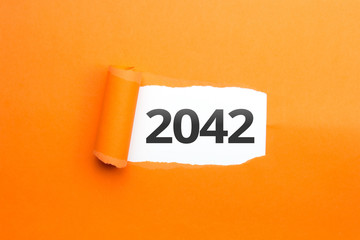 surprising Number / Year 2042 orange background