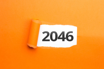 Naklejka premium surprising Number / Year 2046 orange background