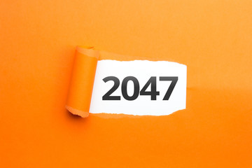 surprising Number / Year 2047 orange background