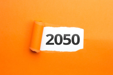 surprising Number / Year 2050 orange background - obrazy, fototapety, plakaty