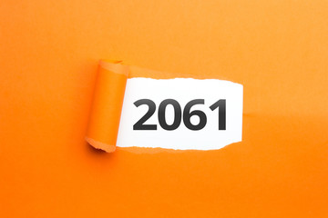 Naklejka premium surprising Number / Year 2061 orange background